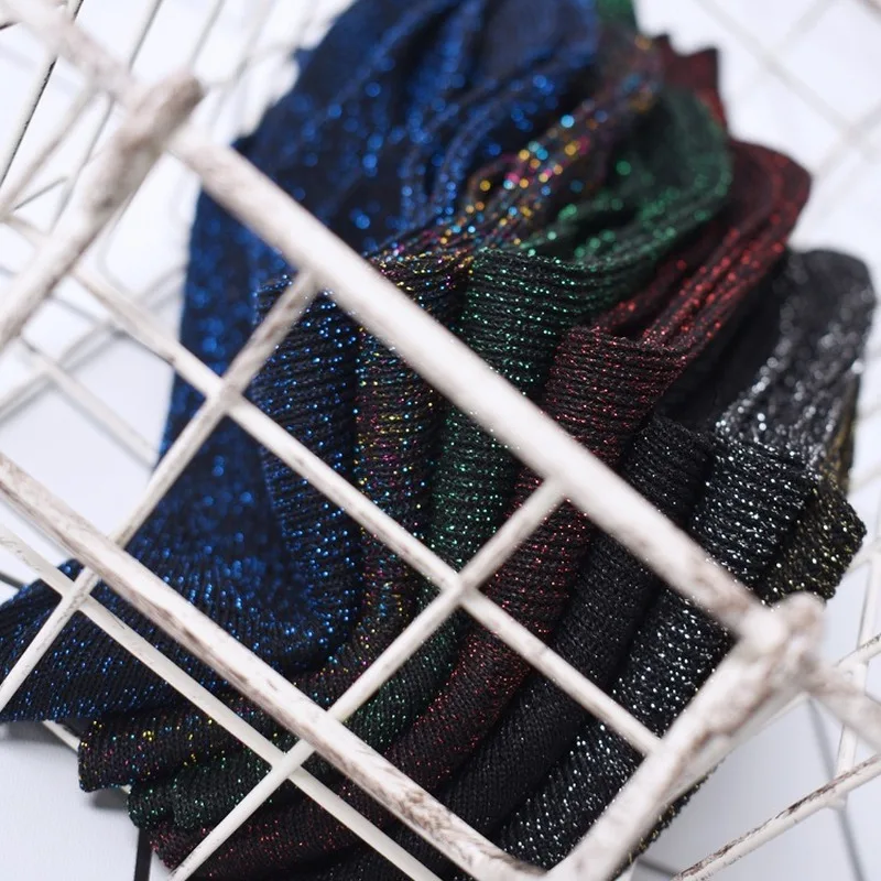 Women's socks spring and autumn golden silver silk knitted socks breathable glitter colored shiny fashion women socks