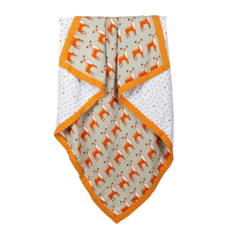 

T5EC 8 Styles 120*120cm 4 Layers Muslin Cotton Baby Sleeping Blanket Swaddle Breathable Infant Kids Children Baby Blanket