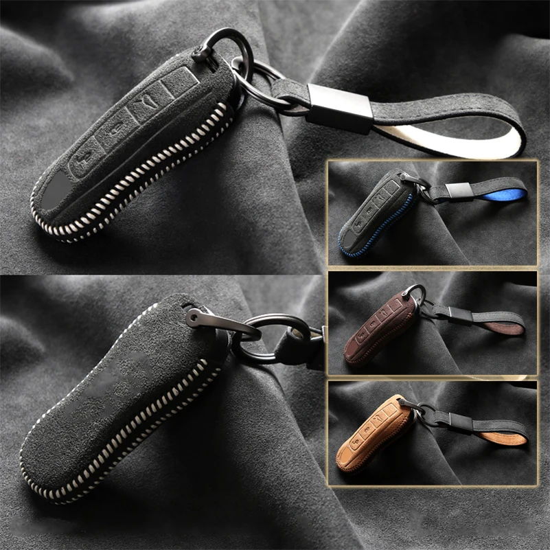 Замшевый Кожаный Автомобильный смарт-чехол для ключей с дистанционным