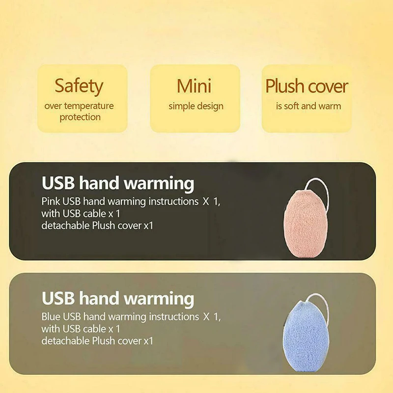 

Hand Warmers USB Plug and Play Electric Heat Hands Warmer with/without Plush Cover J99Store