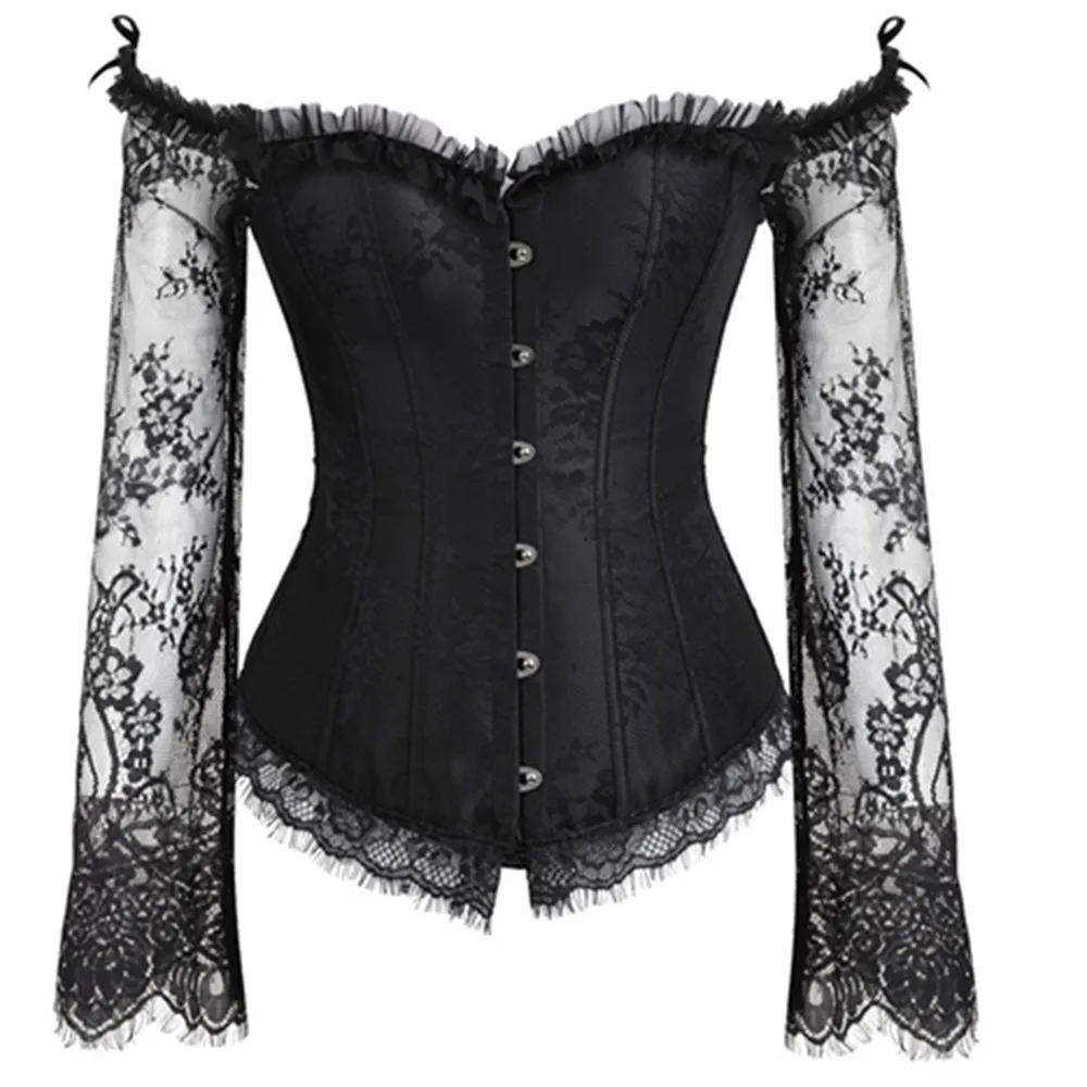 Корсет с длинным рукавом черный корсет для похудения|Бюстье и корсеты| |