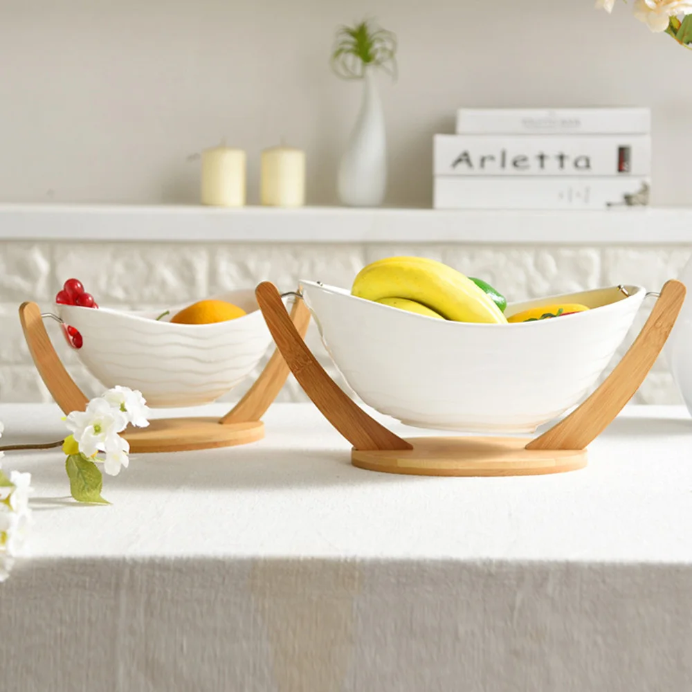 

1PC Bamboo Base Fruit Basket Household Fruit Basket Stylish Leisure Bowl Multi-purpose Fruit Basket for Home Office Dining Room