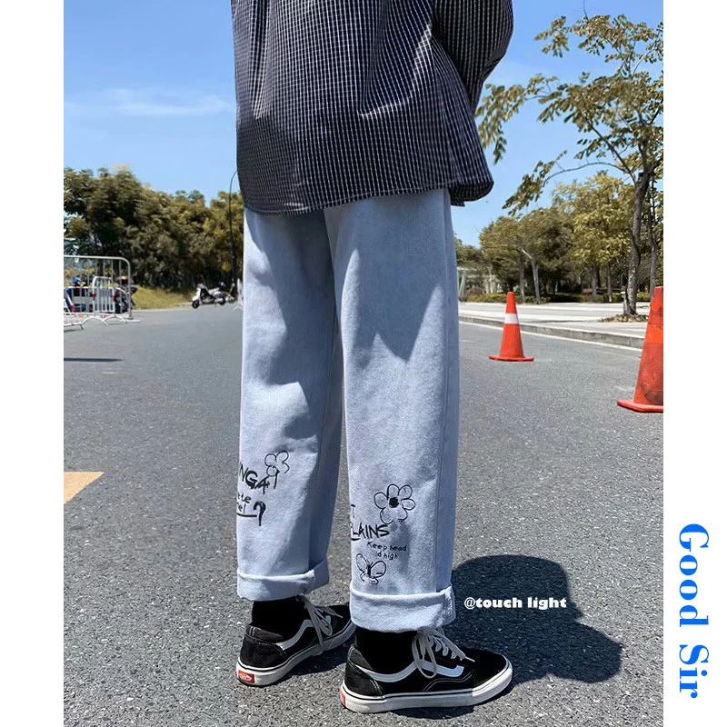 

Boyfriends Jeans Men's Straight Pants, Loose Pants, Korean Fashion, Versatile Ruffian Handsome Sagging Wide Leg Pants Streetwear