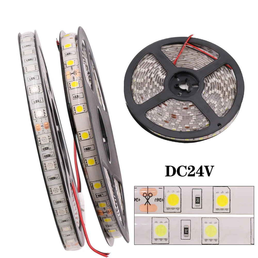 Светодиодная лента SMD5050 12 В 24 60 светодиодов/м водонепроницаемая Диодная