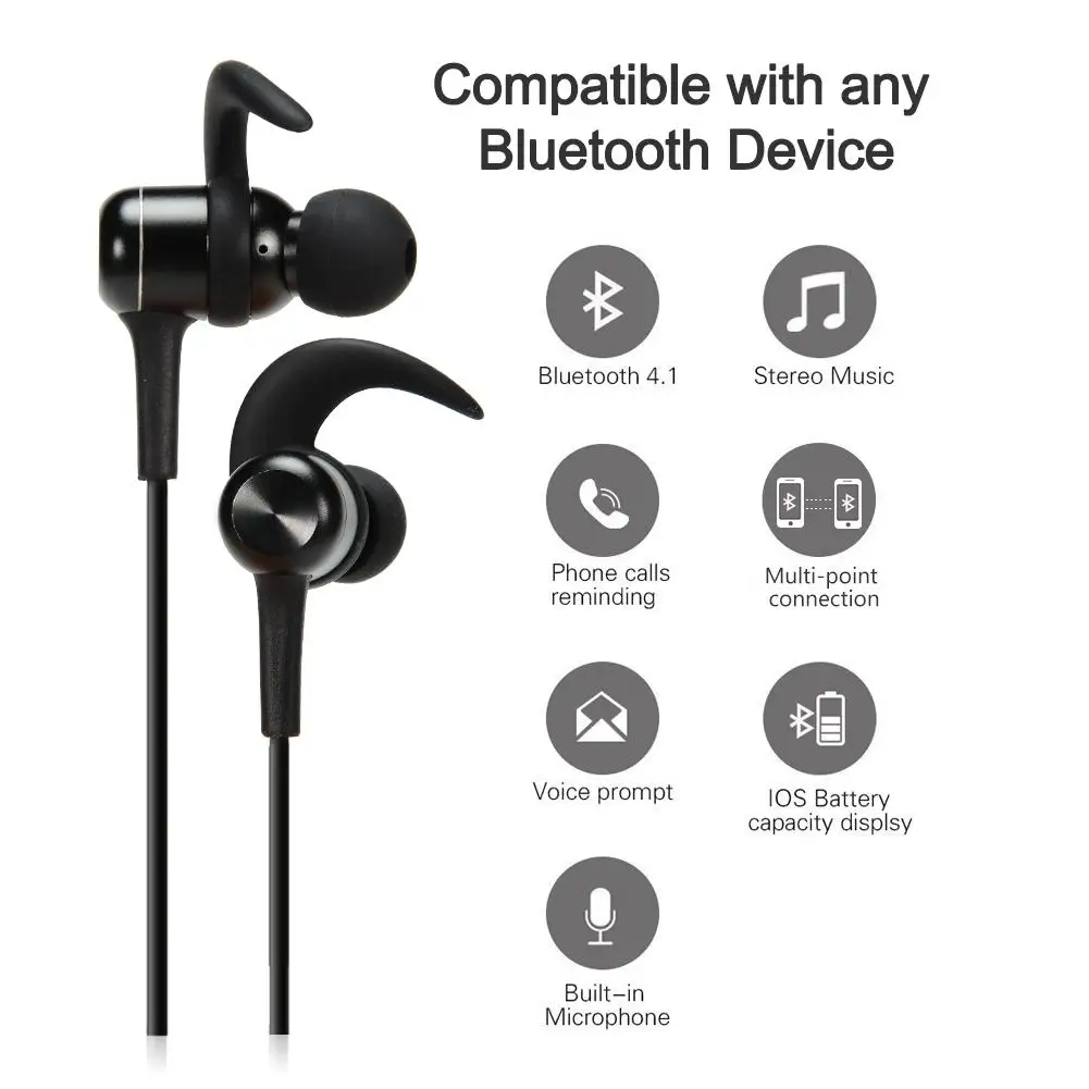 

Новые спортивные стереонаушники-вкладыши с магнитным соединением, беспроводная гарнитура с микрофоном, шумоподавление, крепление на шею