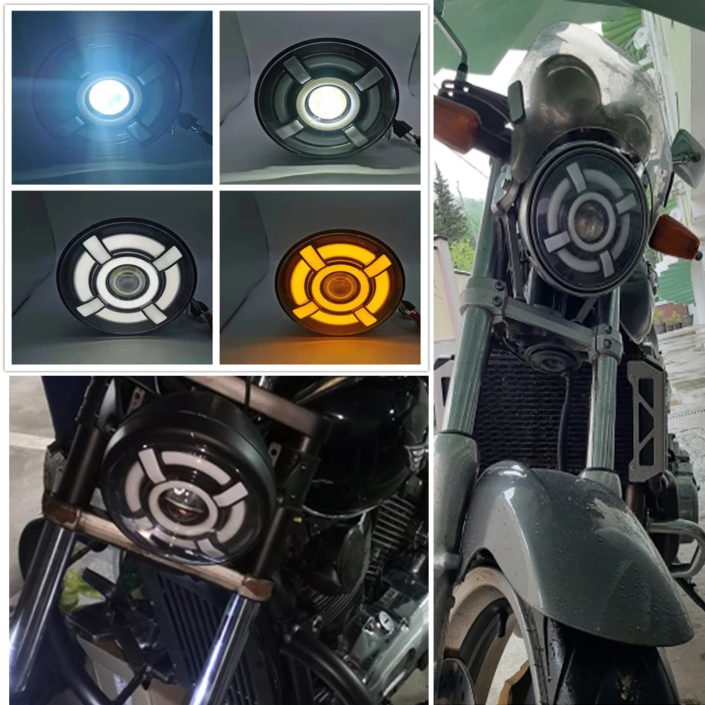 Мотоциклетная 7-дюймовая светодиодная фара для Harley Davidsion Softail Slim Fat Boy Halo Angel Eye DRL