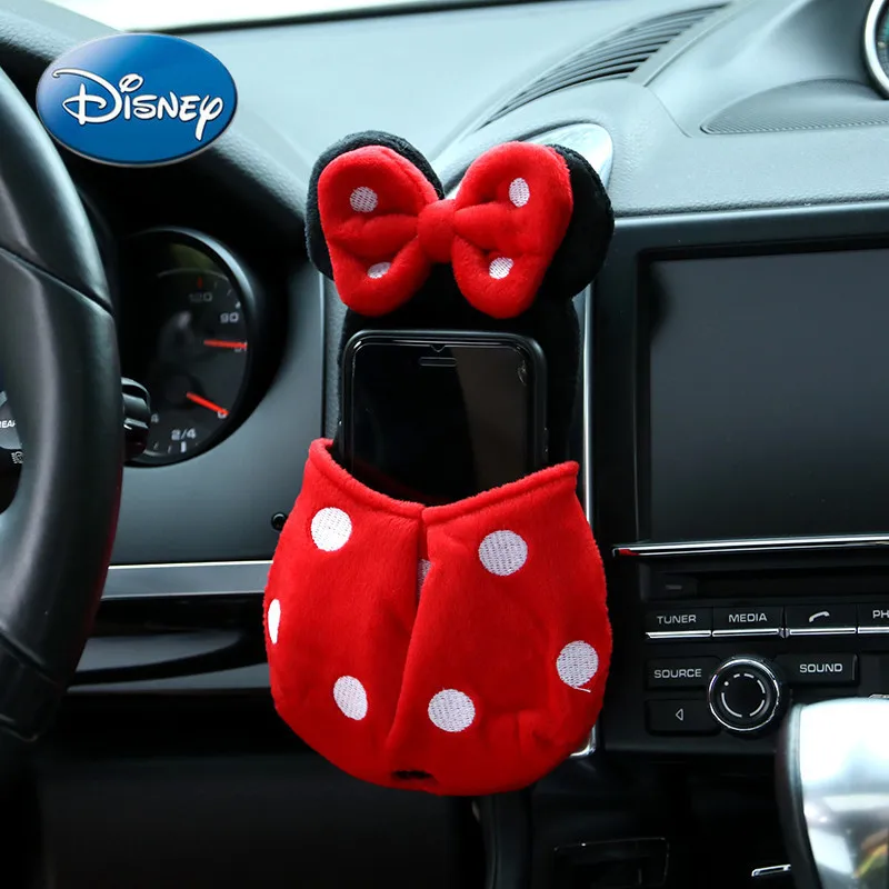 

Disney Mickey Mouse Creative Cartoon Cute Minnie Car Mobile Phone Bag Storage Bag Debris Bag Car Air Outlet Pocket