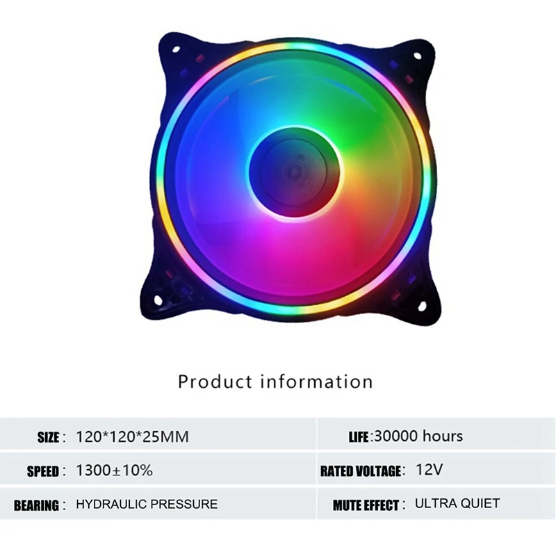 

12cm Chassis Fan Desktop Computer Colorful Ultra-Quiet Chassis Fan Hydraulic Hearing Fan