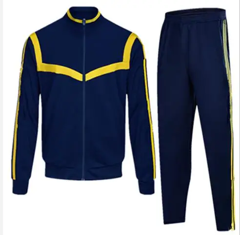 G024AB Suit Молодежный футбольный спортивный костюм, спортивный комплект, мужские футбольные куртки, штаны, осенне-зимний тренировочный костюм, толстовка на молнии, одежда для бега - Цвет: G024AB Suit