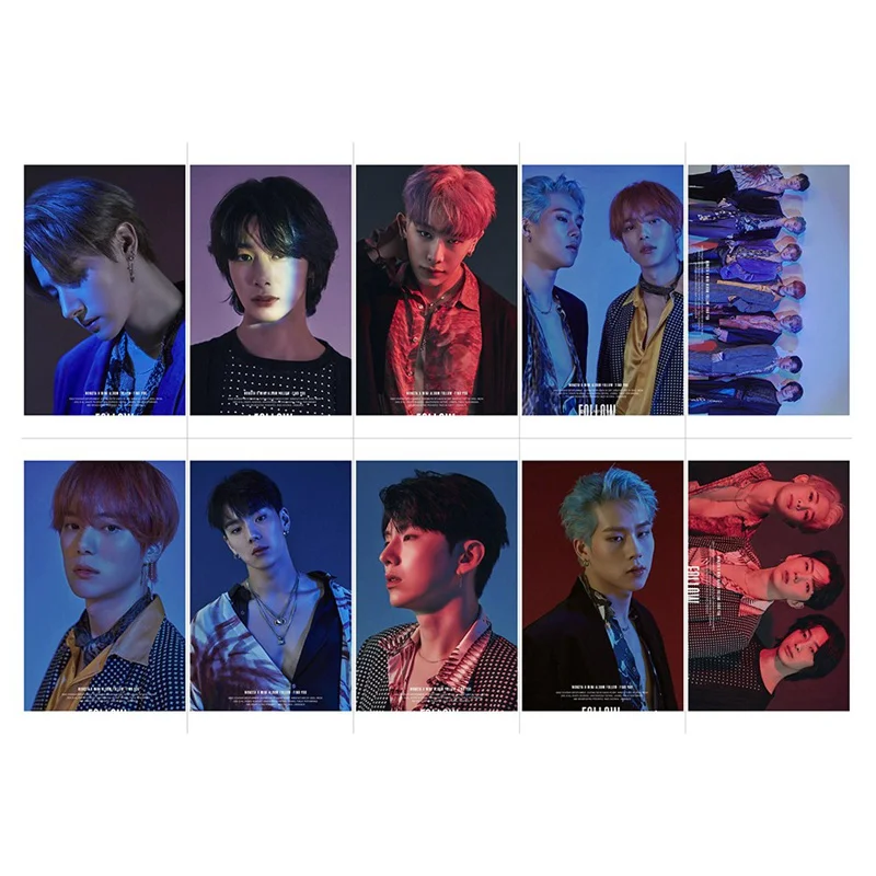 10 шт./компл. MONSTA X альбом липкие фотокарты новые модные хрустальные наклейки для
