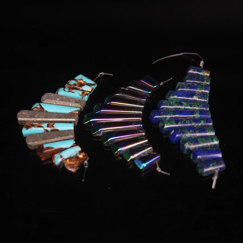 11 шт./компл. Подвеска из натурального камня с кристаллами сверху градиентное