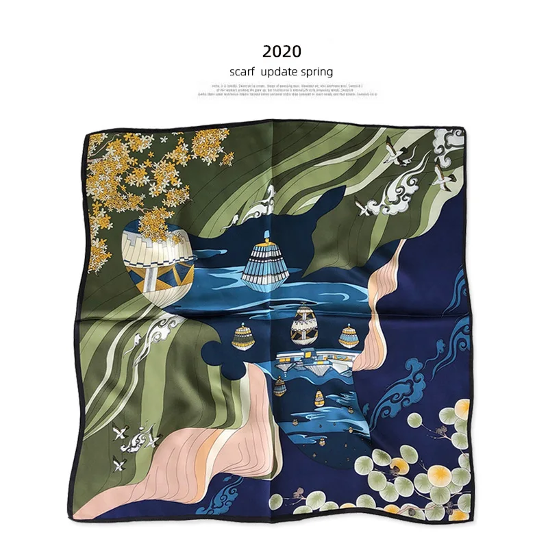 

New 2020 Winter Scarf Hijab 100% Mulberry Silk Small Square Scarves Hijab Brand Female Bandana Foulard Poncho Pashmina Shawls