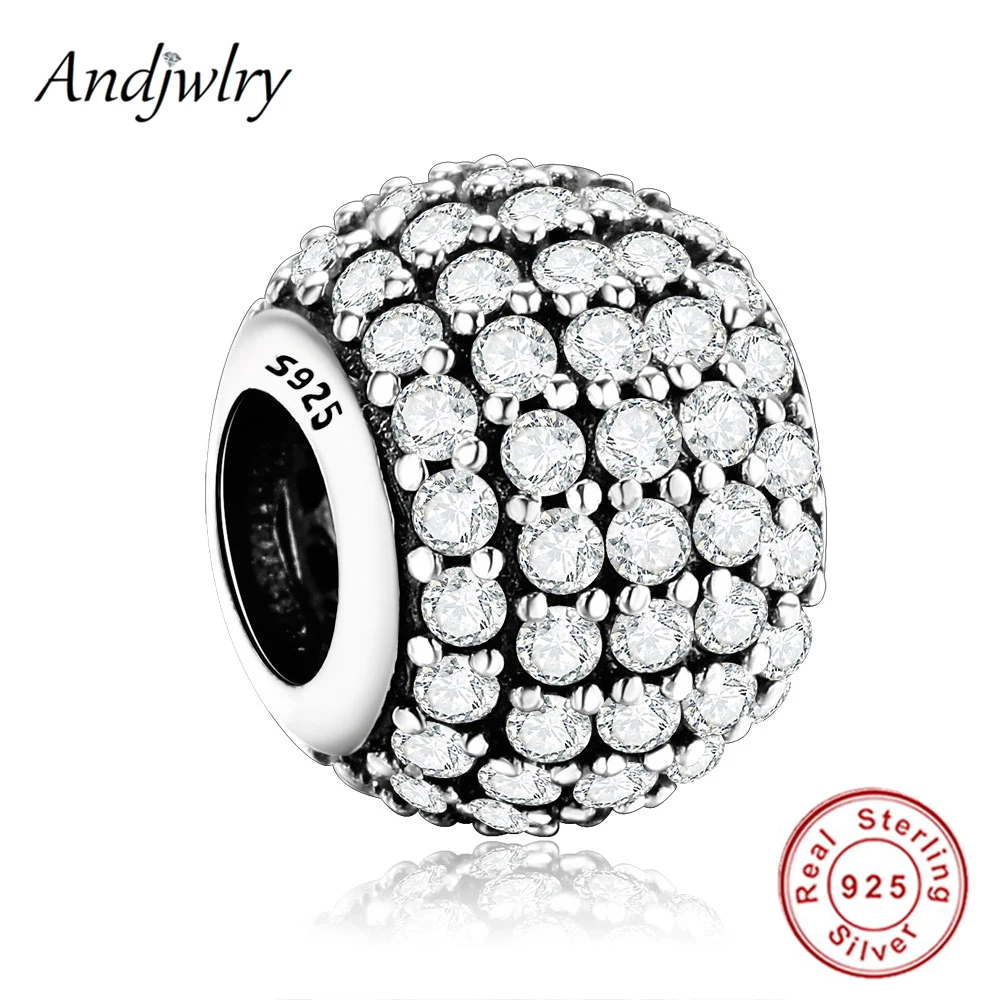 

Fit Original Pandora Bracelet 925 Sterling Silver Beads Paved Clear Zircon Charms Sliver Jewelry Making DIY Women Berloque Gift