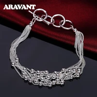 925 silver mulit chain bead bracelet for women silver jewelry gifts