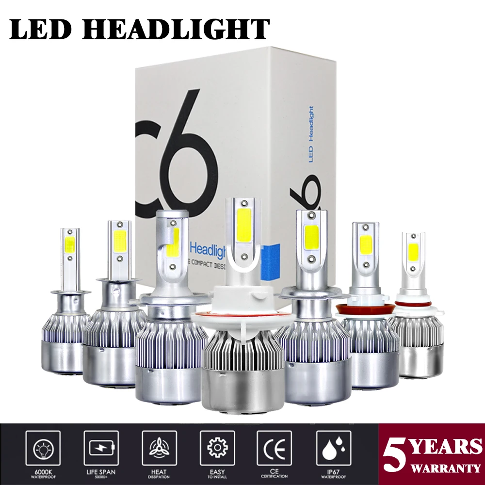 

C6 H1 H3 Led Headlight Bulbs H7 LED Car Lights H4 LED 880 H11 HB3 9005 HB4 9006 H13 6000K 36W 3800LM Auto Headlamps