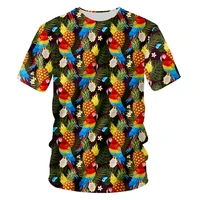 ifpd summer top womenmens t shirts 3d printing parrot t shirt mens pineapple leaves crew neck casual top plus size streetwear