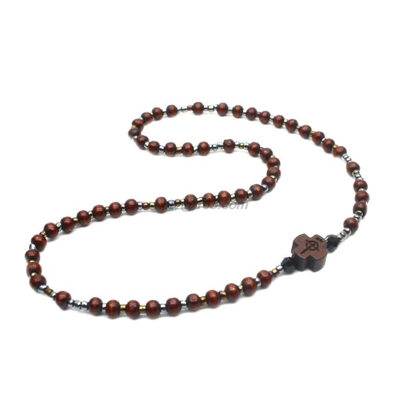 2 шт Мужские деревянные бусины Крест Браслеты для медитации и молитвы цепи