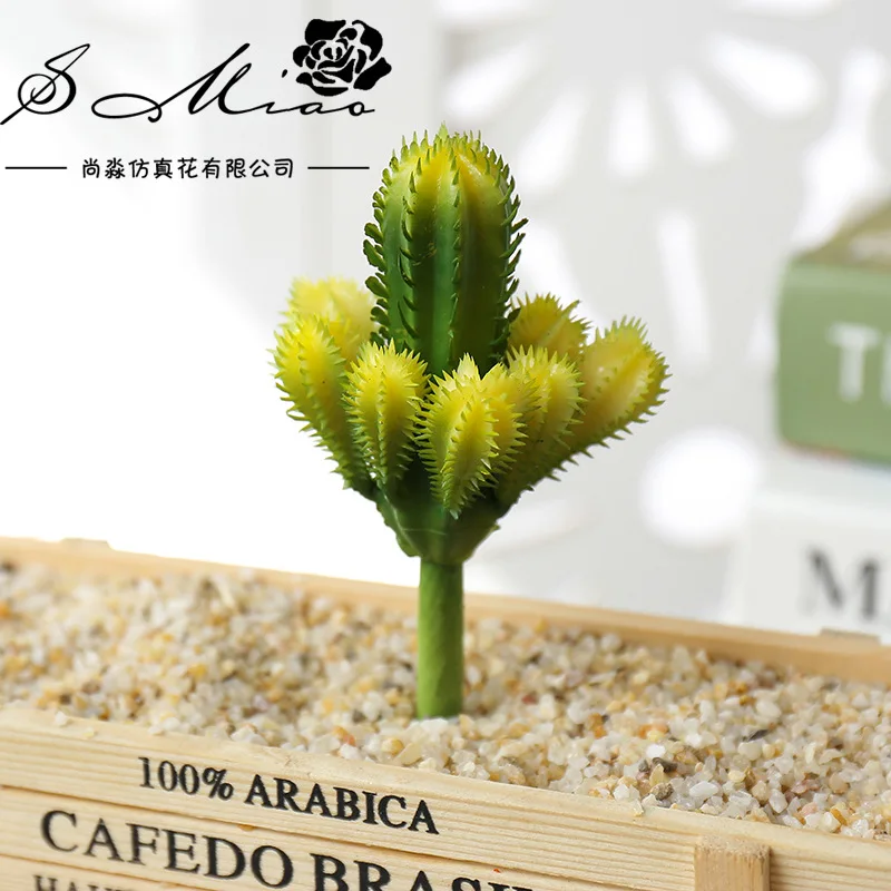 Искусственные суккуленты миниатюрный зеленый фальшивый кактус для сада