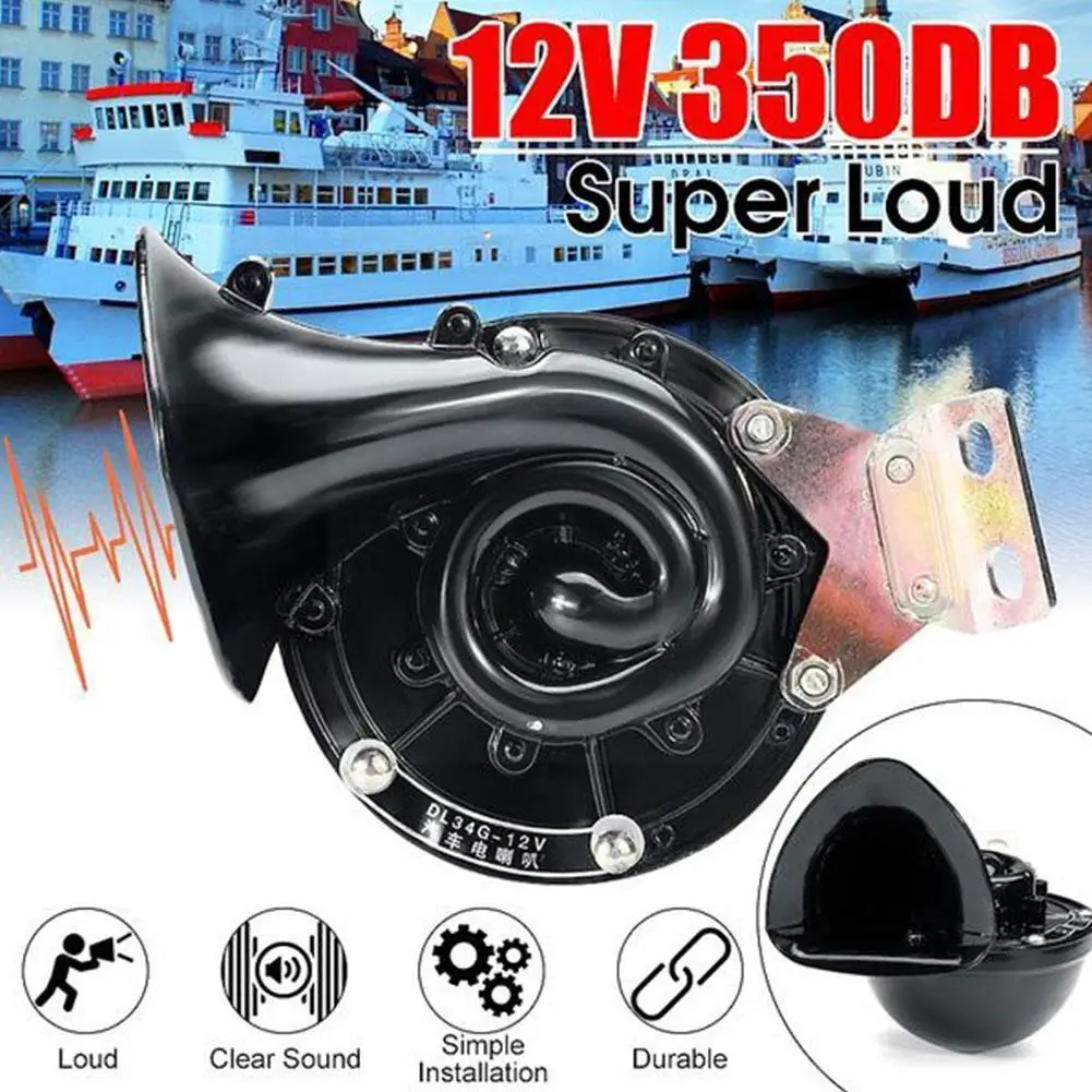 

300db 12v 24v Super Loud Black Electric Snail Horn Car Horn Multi-tone Raging Air Horn Sound Car Dropshipping Parts X6e9
