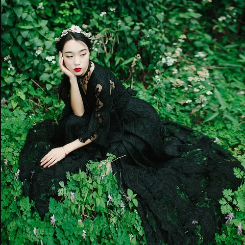 Женское модное платье с расклешенными рукавами кружевное v-образным вырезом и