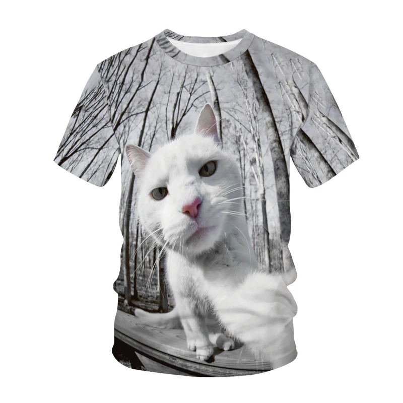 

Новинка 2021, модная крутая футболка для мужчин и женщин, футболка с 3D принтом пары кошек, летняя красивая футболка с коротким рукавом для маль...