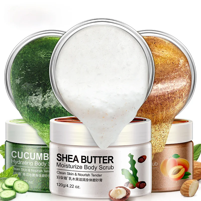 

120g Almond /Shea Butter/ Cucumber Moisturizing Rubbing Mud Exfoliating Cream Body Scrubbing Cream Exfoliate Emulsion Clean 2021