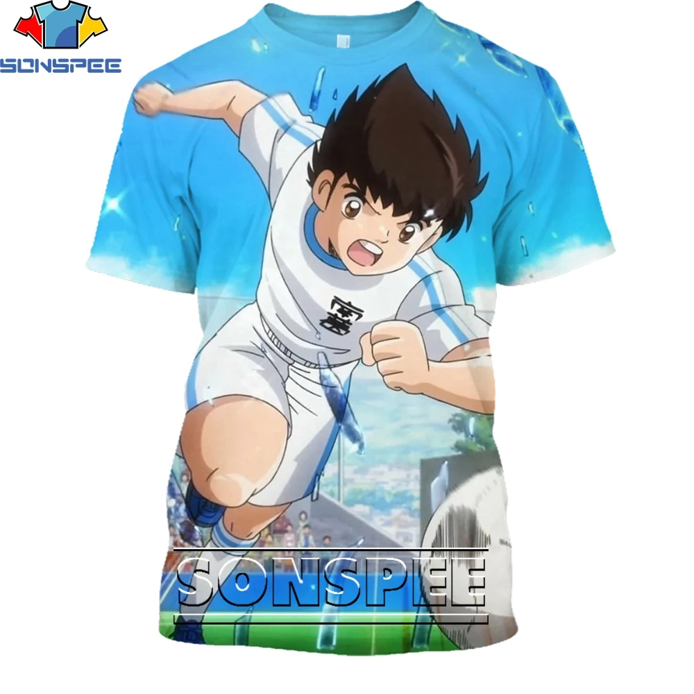 

SONSPEE Football Sports Anime Captain Tsubasa Jersey 3D Printing Men Women's Summer Fun Men Harajuku Oversized T-shirt Kids Top