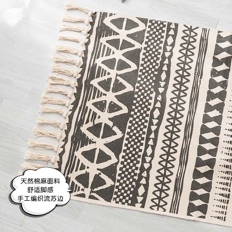 Хлопчатобумажная льняная винтажная спальная прикроватная напольная коврик