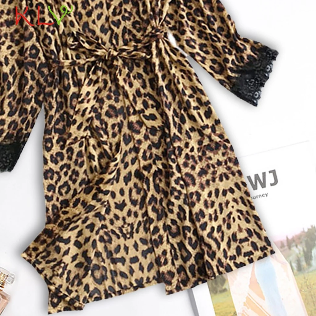 

Satin Silk Robes for Women Leopard Print Sexy Robe Femme Bathrobe Sleepwear Long Sleeve Kimono Bata Mujer Gowns Underwear 20Jan