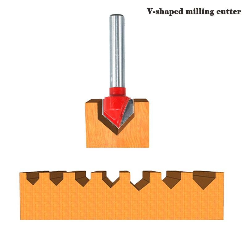 

JUSTINLAU V-shaped Milling Cutter Woodworking Tool Carbide-tipped Cutter Wood Milling Cutter End Mill Chamfer Wood Engraver