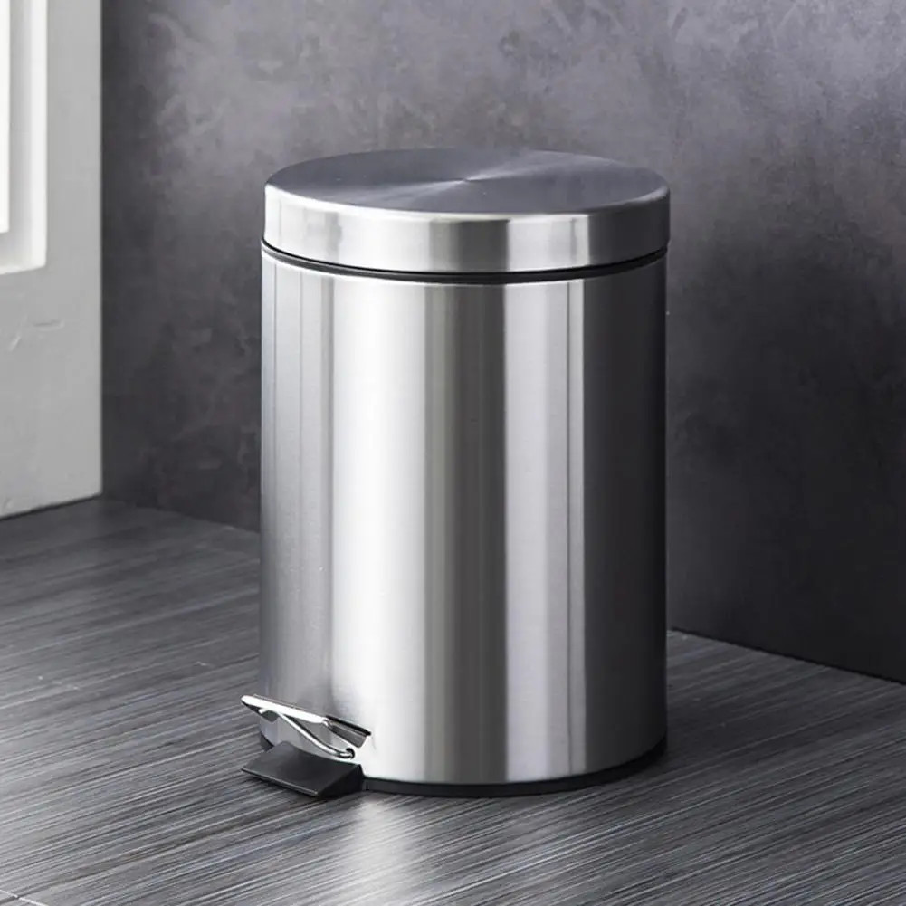 

Stainless Steel Silent Trash Can With Lid Kitchen Bedroom Square Large Capacity Refuse Bin Easy Cleaning Pedal Waste Bin Basket