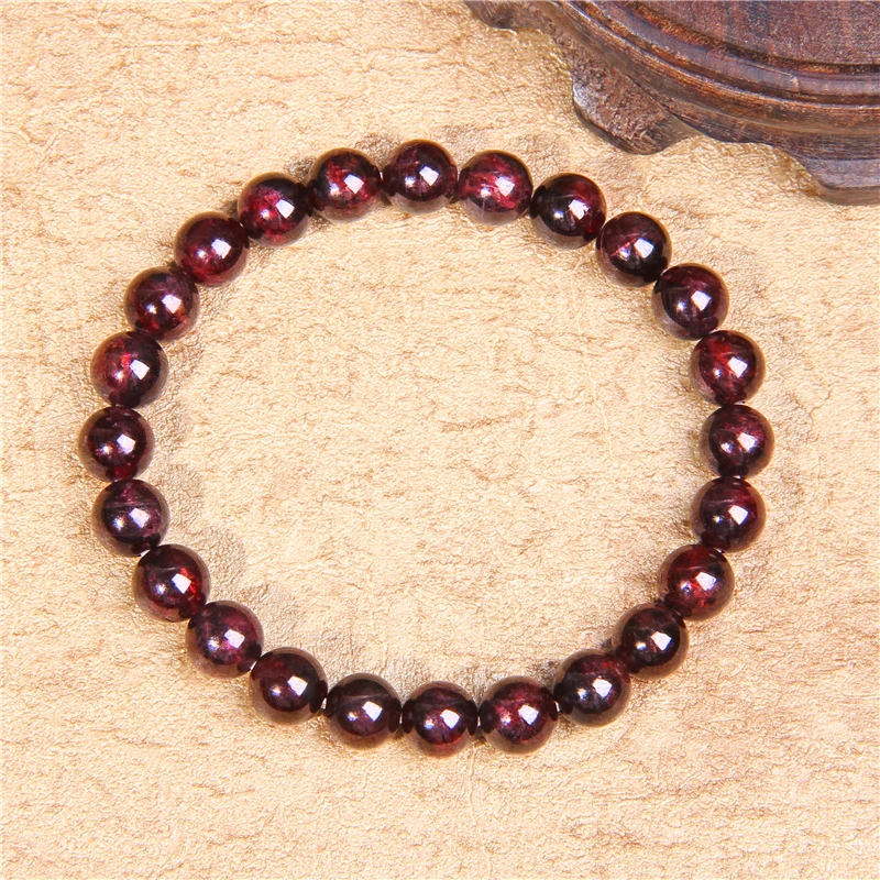 Мужские и женские браслеты из натурального граната 8 мм винно-красные бусины
