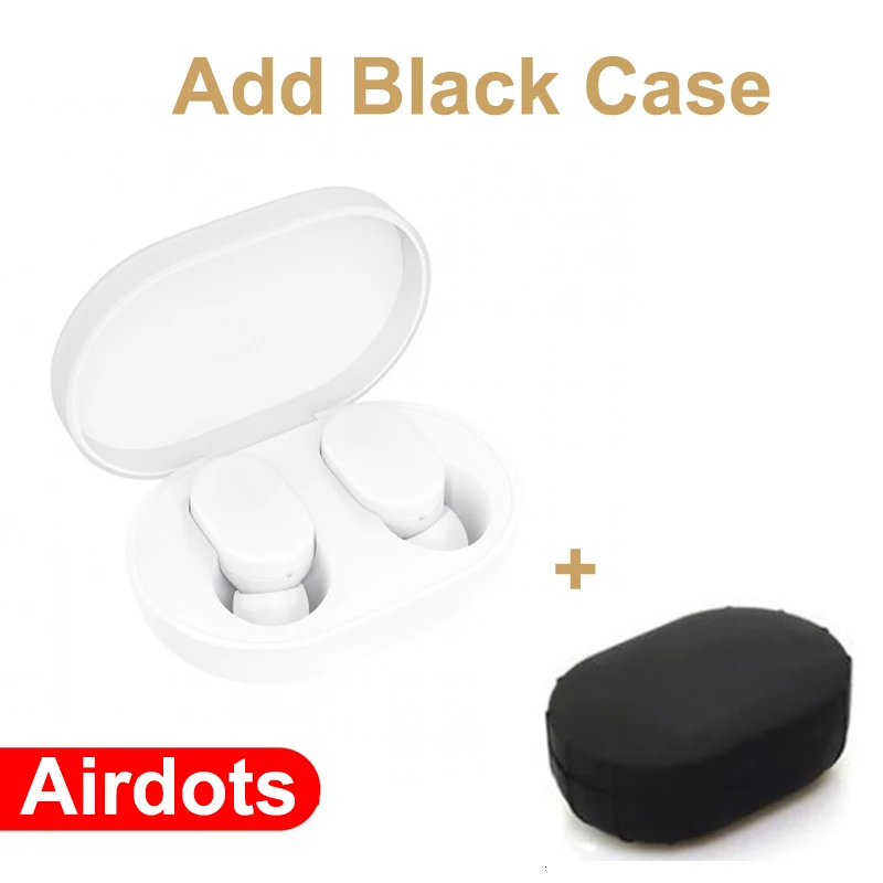 New Xiaomi MIjia Airdots earphone TWS Bluetooth 5.0 Earphone Youth Version Touch Control with Charging Box white mini in stock - Цвет: Add Black Case