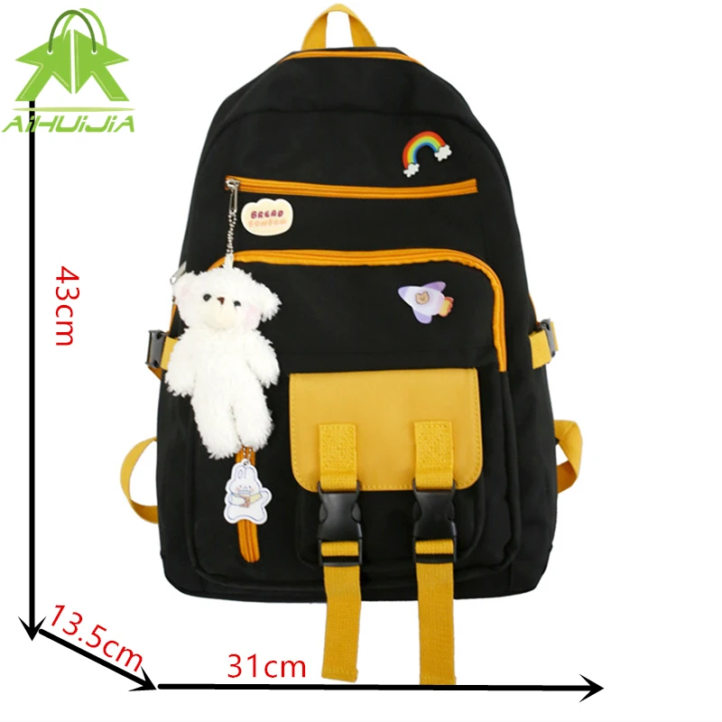 

Fashion Girls Cute Cartoon Multifunction Backpack High Capacity Student School Bags 2021 New Nylon Travel Girl Shoulder Handbag