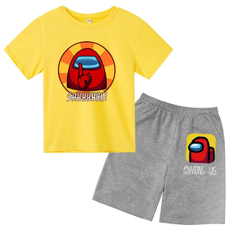 

Anime Kids Summer Costumes Boy Short Sleeve Fashion Clothes T-shirt Pants 2pc Suit Kids Cartoon Print Outfits Boy Tops Pant Set