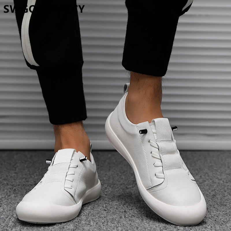 Роскошная мужская обувь лоферы из натуральной кожи белые кожаные кроссовки