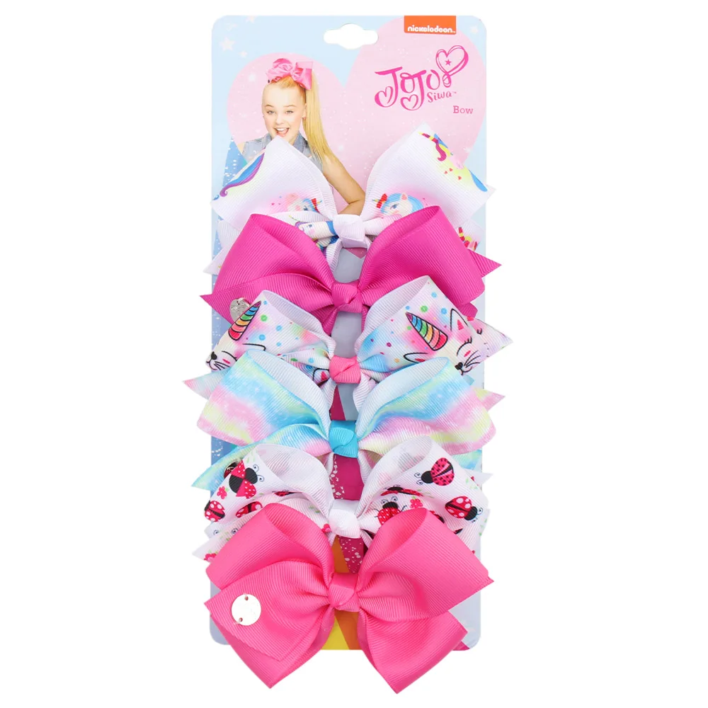 13 6 шт./компл. Jojo Siwa JOJO банты с радужным принтом узел лента бант для девочек ручной работы Изысканная заколка для волос Детские аксессуары для волос - Цвет: 13