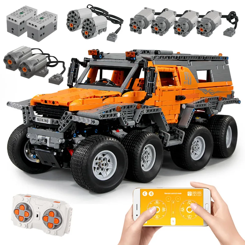 13088 with APP RC Mould King RC Blocks 13088 Avtoros Shaman 8x8 Compatible 23011Technic MOC 5630 Building Bricks Educational Toys Gift - Цвет: 13088 with APP RC