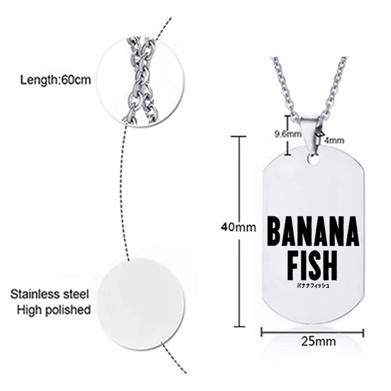 

1 PC Anime Banana Fish Pattern 3 Colors Pendant Necklace