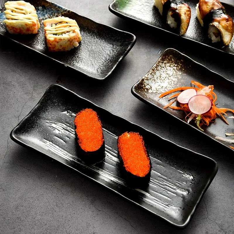 Ceramic Dishes Japanese Cuisine Rectangular Sushi Plate Vintage Restaurant Cake Dessert Snack Dish Fruit Tray Creative Tableware | Дом и сад