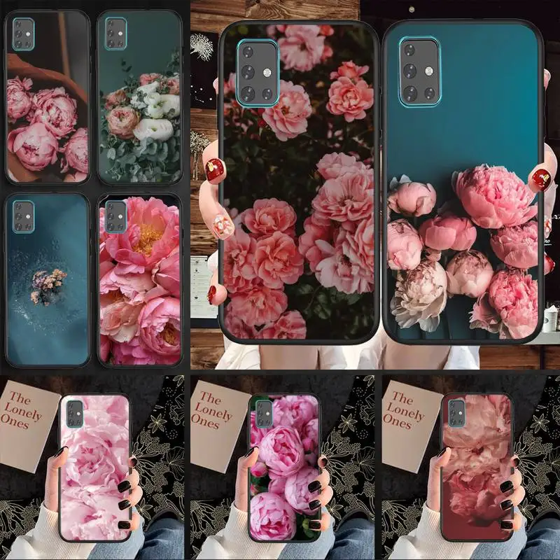 

Pink Purple Peony Flower On the Vase Phone Case For Samsung A01 10 02 20 31 40 50 S 52 A51 A70 A71 A80 A91 Cover Fundas Coque