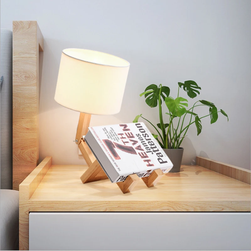 

Table Lamp Led Solid Wood Night Light CN Plug Desk Lamp Led Lights Decoration For Home Bedroom Bookshelf Modern Creative Gift