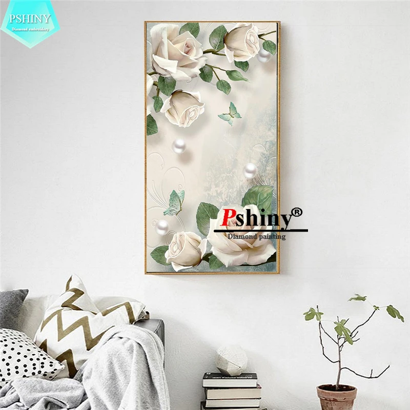 PSHINY 5D DIY Алмазная вышивка распродажа розы цветы картины с полным изображением