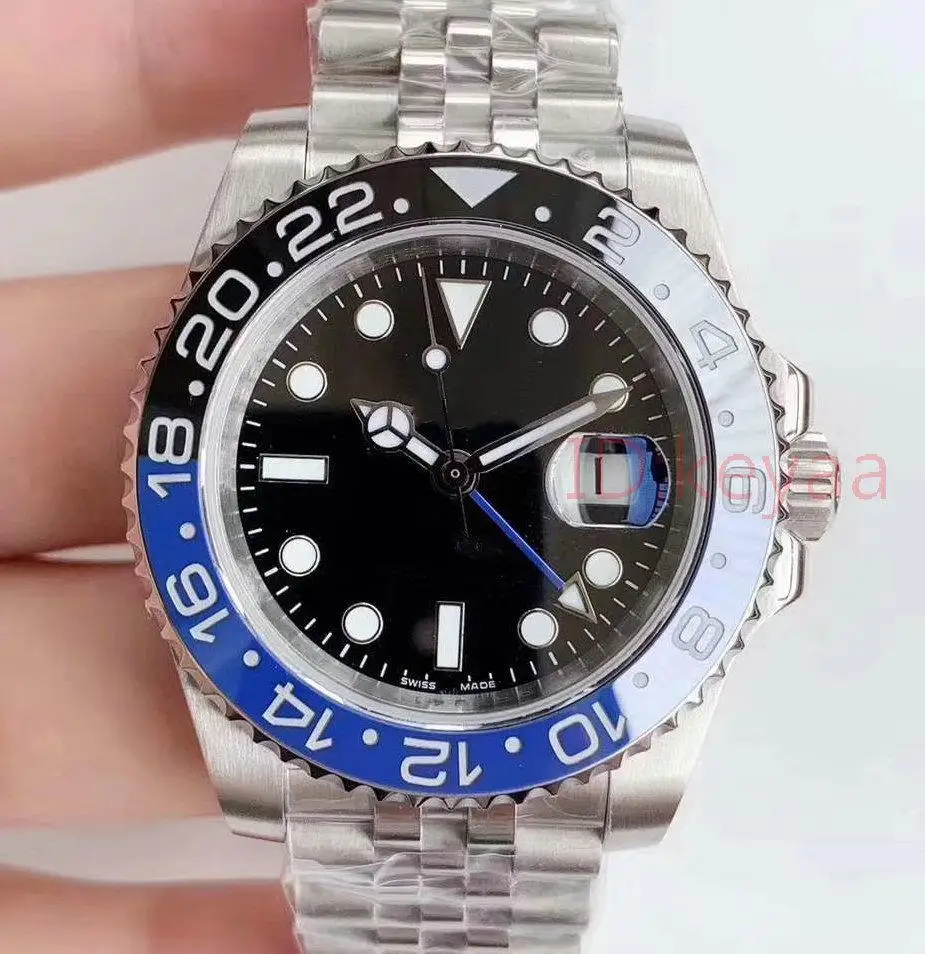 Роскошные брендовые Керамические Мужские часы Gmt синие черные мужские