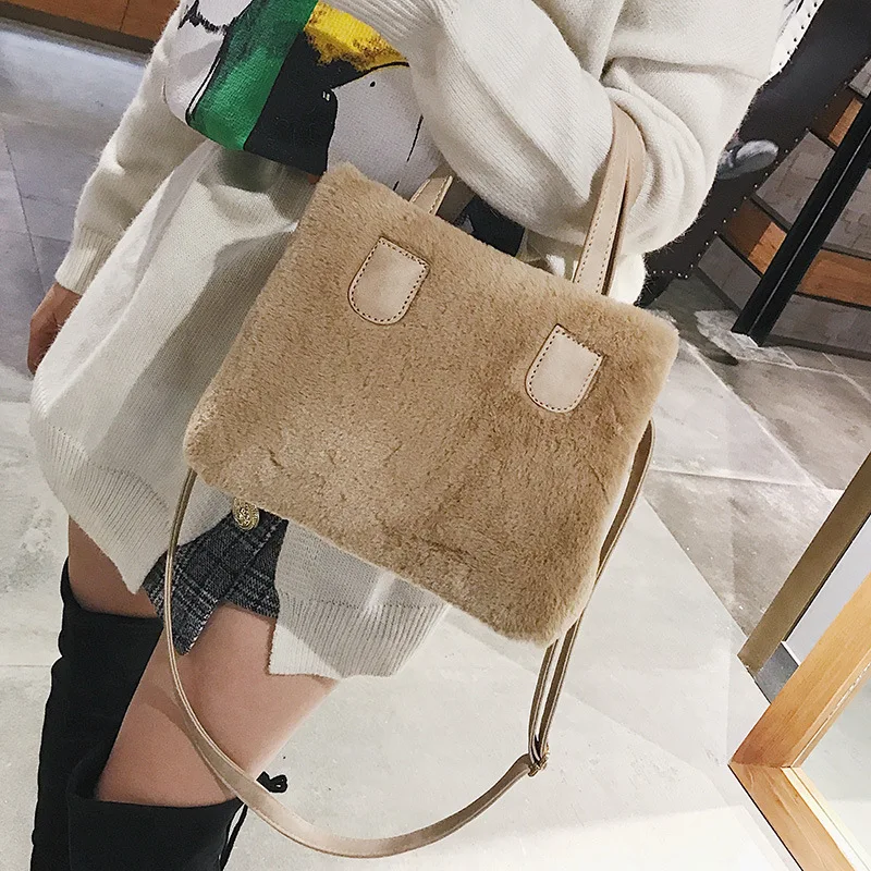 Новинка 2021 винтажная зимняя женская плюшевая сумка на плечо модные повседневные