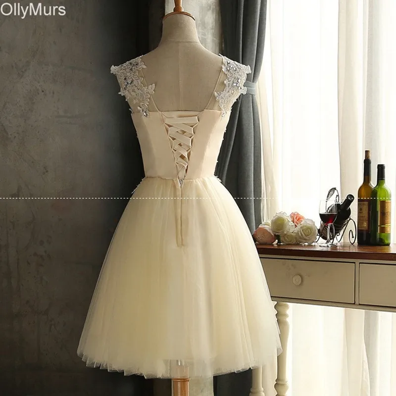 Champagne White Red Short Bridesmaid Dresses Cheap Knee length Wedding Party Back Lace-up | Свадьбы и торжества