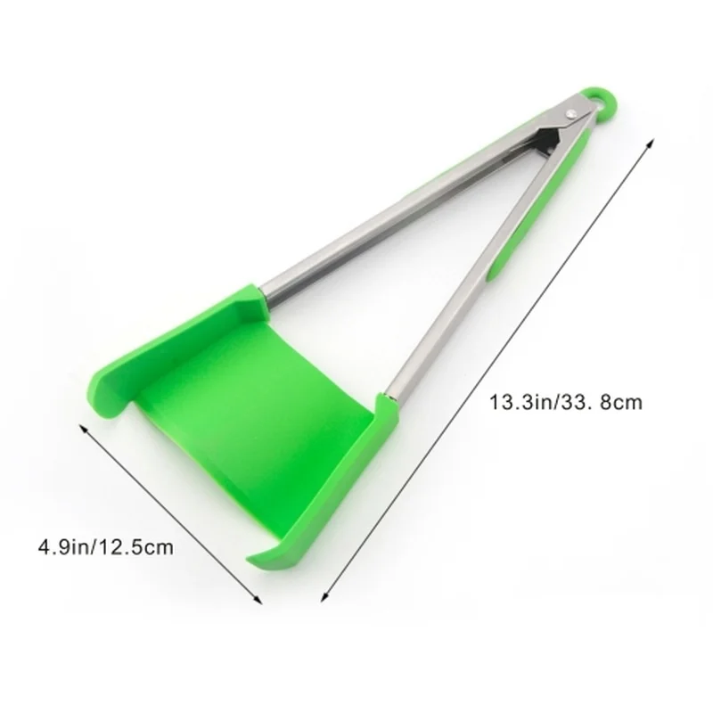 

2 in 1 Smart Kitchen Spatula and Tongs Non-Stick Heat Resistant Stainless Steel Frame Silicone Tongs Kitchen Gadget 9/12 inches