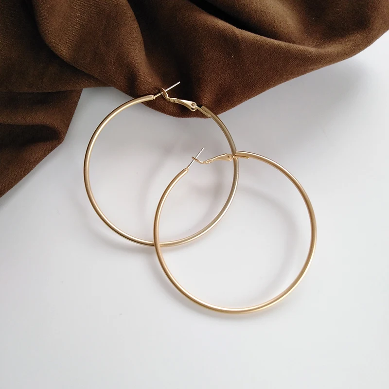 

S925 needle Fashion Jewelry Earrings Golden Plating Trendy Round Smooth Surface Big Hoop Earrings Jewelry Gift Wholesale