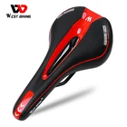 WEST BIKING удобное велосипедное седло, из искусственной кожи мягкая губчатая подушка для сиденья для шоссейного горного велосипеда, противоударное переднее седло