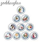 Новый рождественский круглый стеклянный кабошон для фото снеговика Санта-Клауса, 10 шт., 12 мм18 мм20 мм25 мм, фурнитура для демонстрации плоской спины